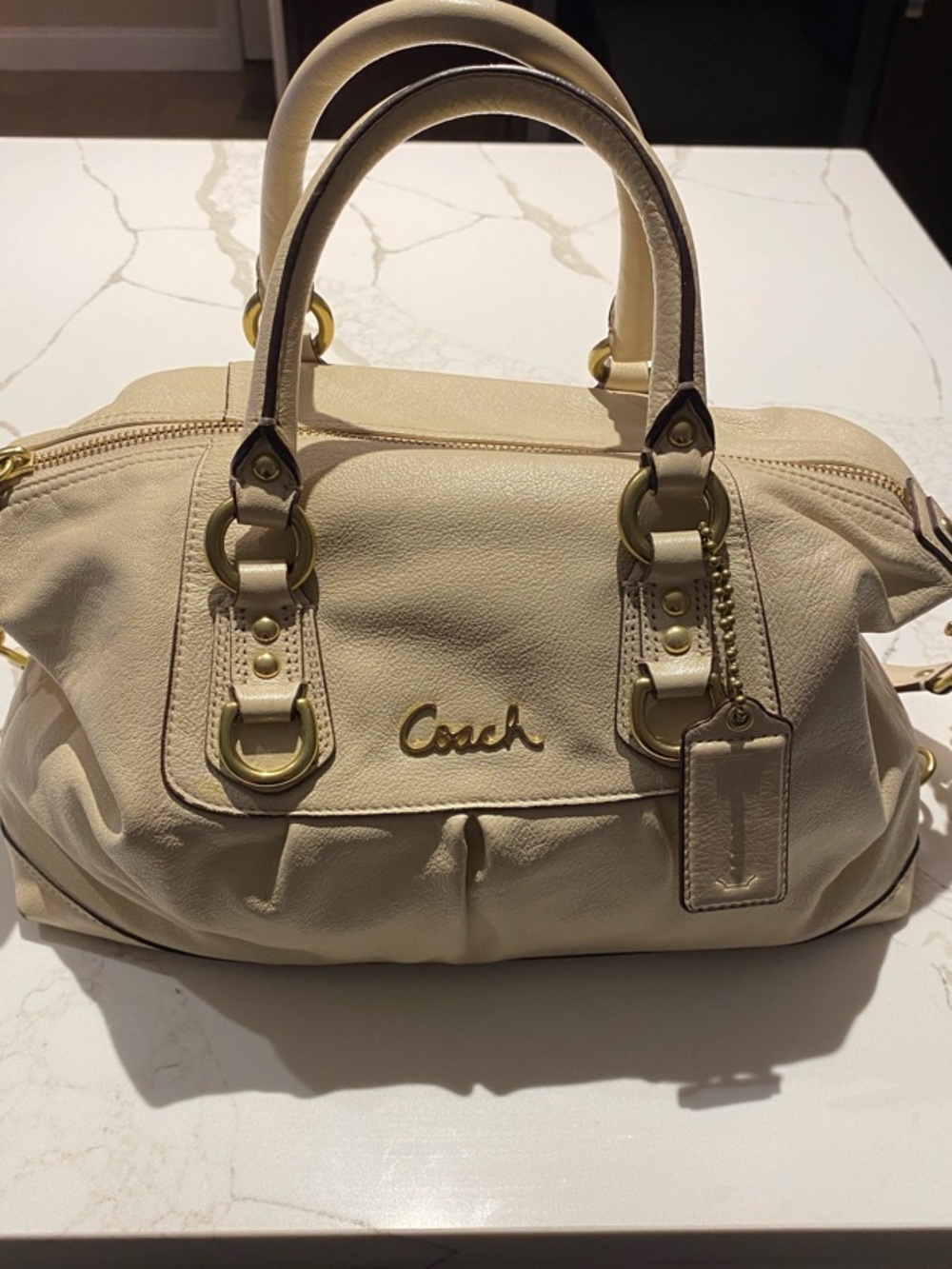 COACH Ashley cream leather satchel